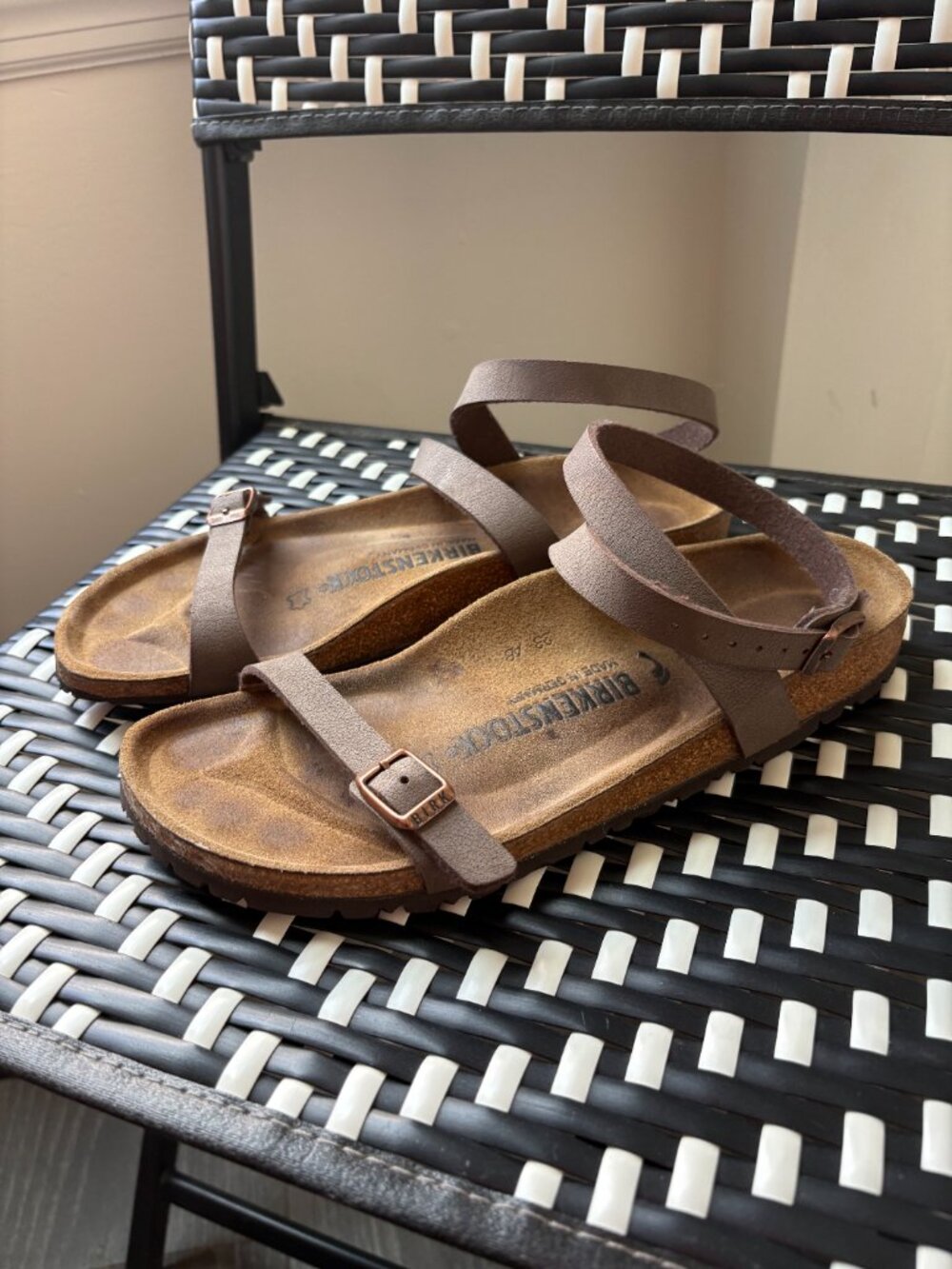 Birkenstock Yara Mocha Brown Birko-Flor Ankle Strap Sandals Women's EU38 US7-7.5 - Picture 3 of 7